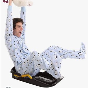 Penguin Pattern Women's Pajama Set - Soft Blue